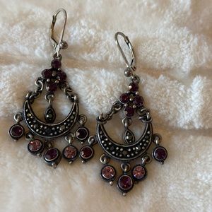 Silver rhinestone dangle earrings